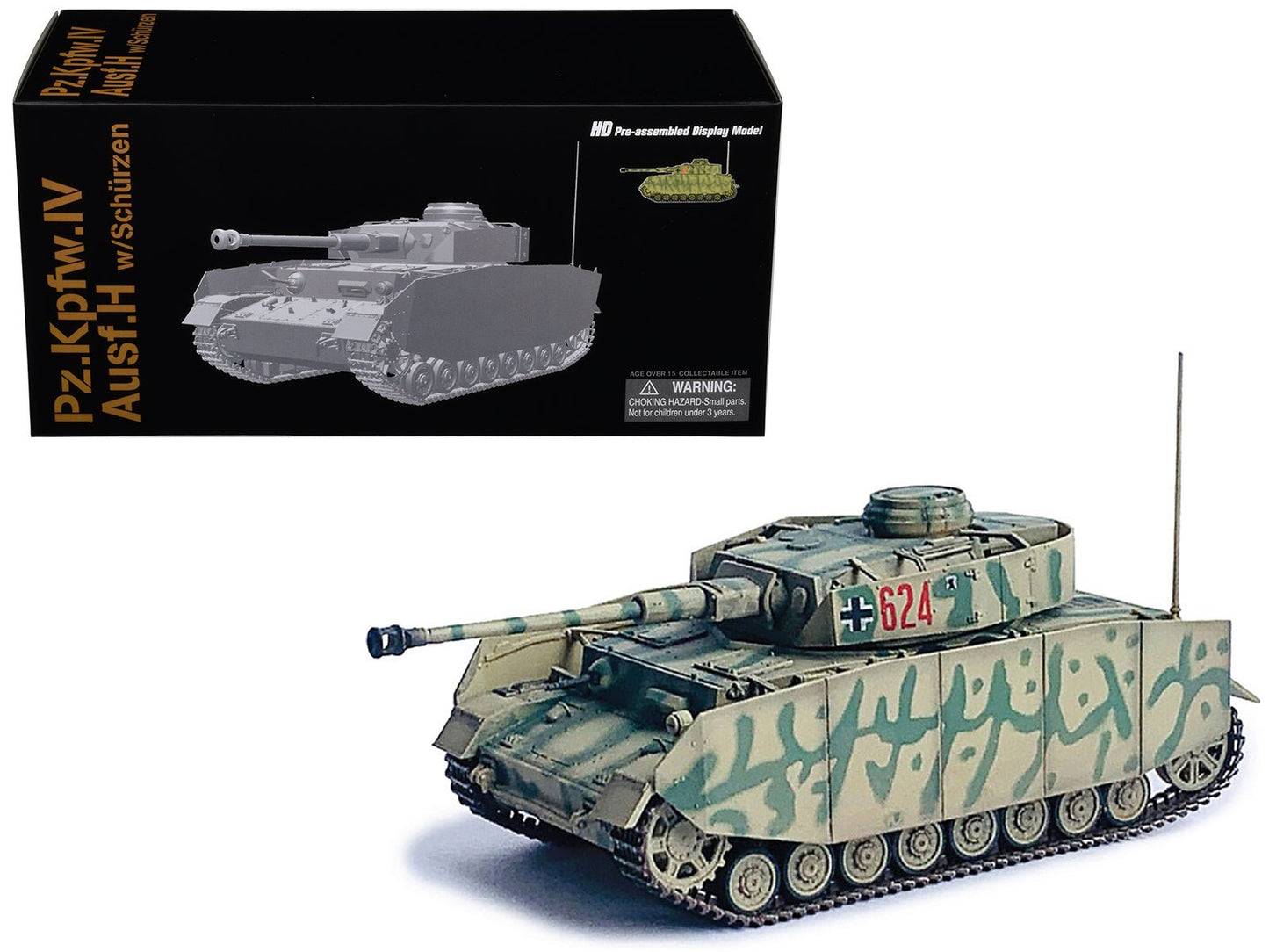 Germany Pz.Kpfw.IV Ausf.H with Schurzen Tank #624 "3.Pz.Div. Ukraine" (1943) "NEO Dragon Armor" Series 1/72 Plastic Model by Dragon Models free shipping USA