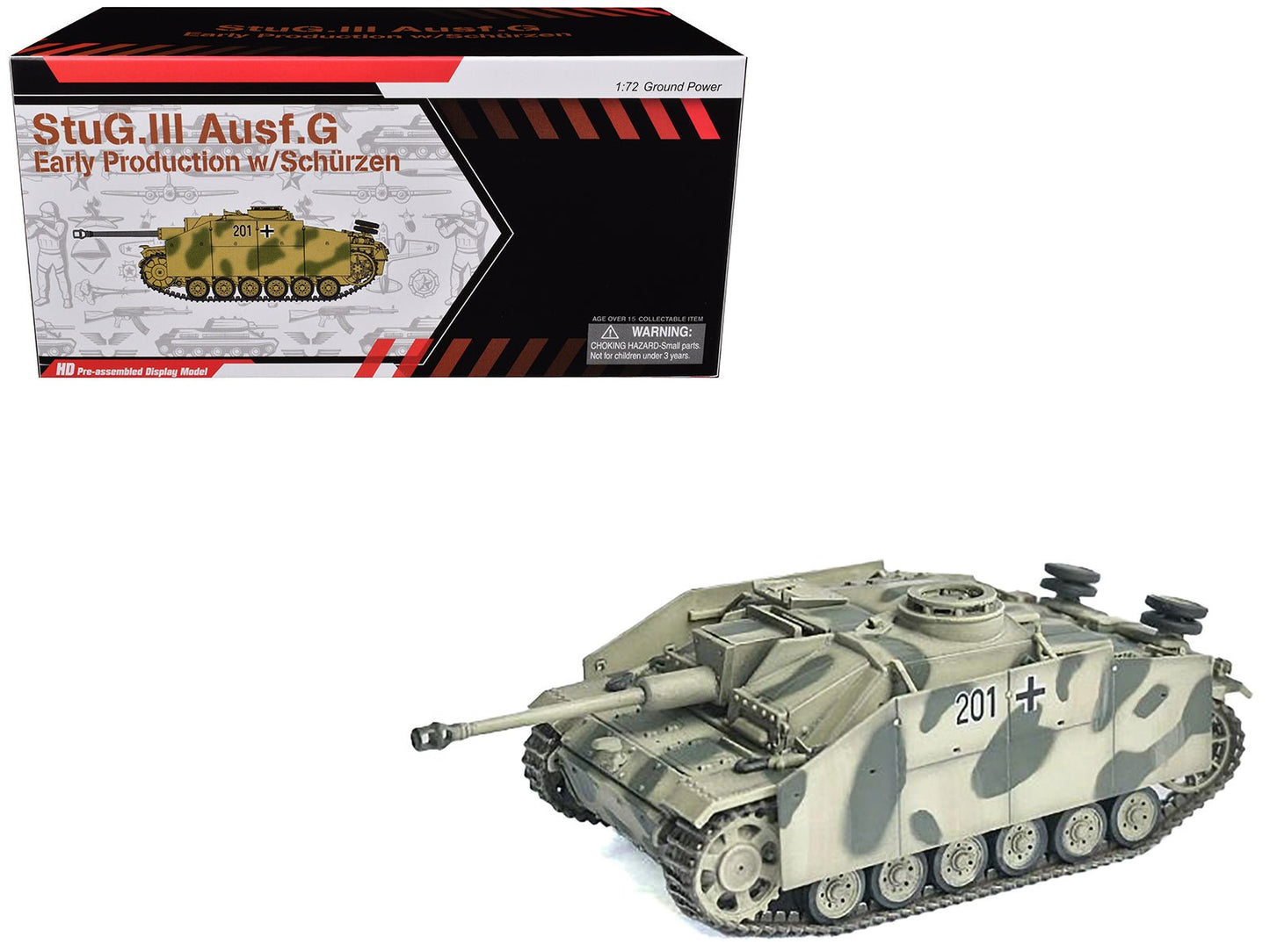 Germany StuG.III Ausf.G Early Production Tank with Schurzen #201 "StuG Brigade 242 Italy" (1943) "NEO Dragon Armor" Series 1/72 Plastic Model by Dragon Models free shipping USA