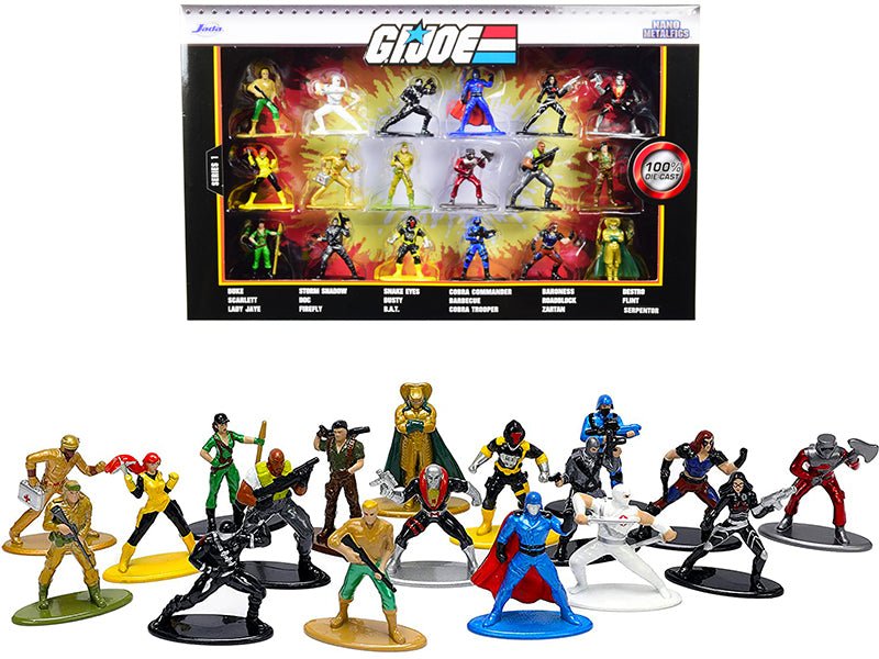 "G.I. Joe" Set of 18 Diecast Figurines "Nano Metalfigs" Series by Jada free shipping USA