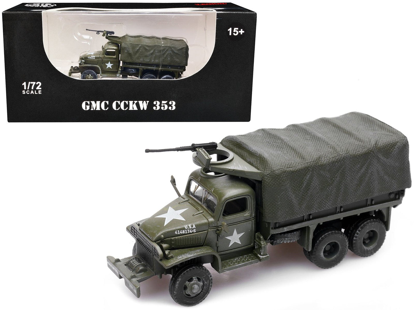 GMC CCKW 353 Truck With Mounted Gun Olive Drab "4148174-S" US Army World War II 1/72 Diecast Model by Legion free shipping USA
