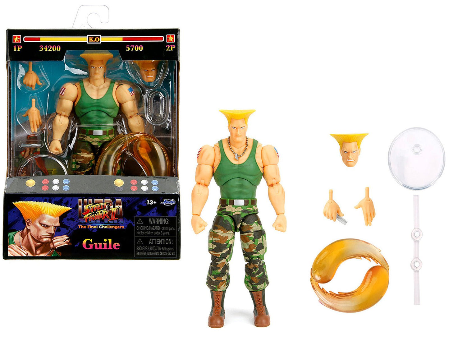 Guile 6" Moveable Figure with Accessories and Alternate Head and Hands "Ultra Street Fighter II: The Final Challengers" (2017) Video Game Model by Jada free shipping USA