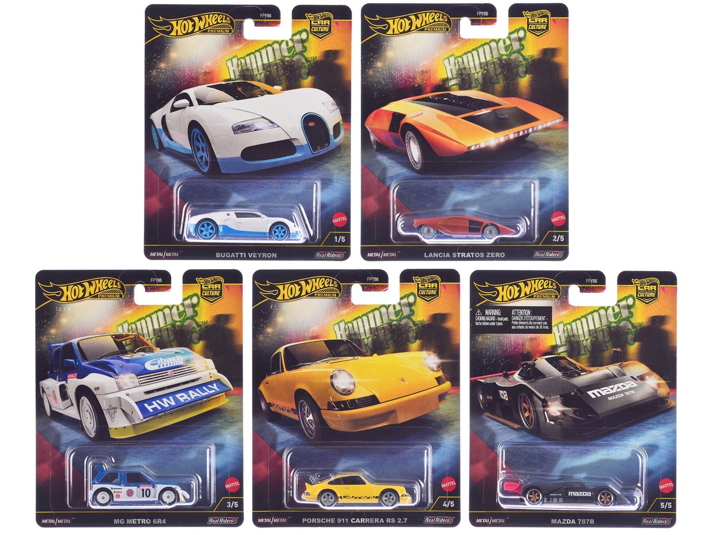 "Hammer Drop" 5 piece Set "Car Culture" 2024 Series F Diecast Model Cars by Hot Wheels free shipping USA