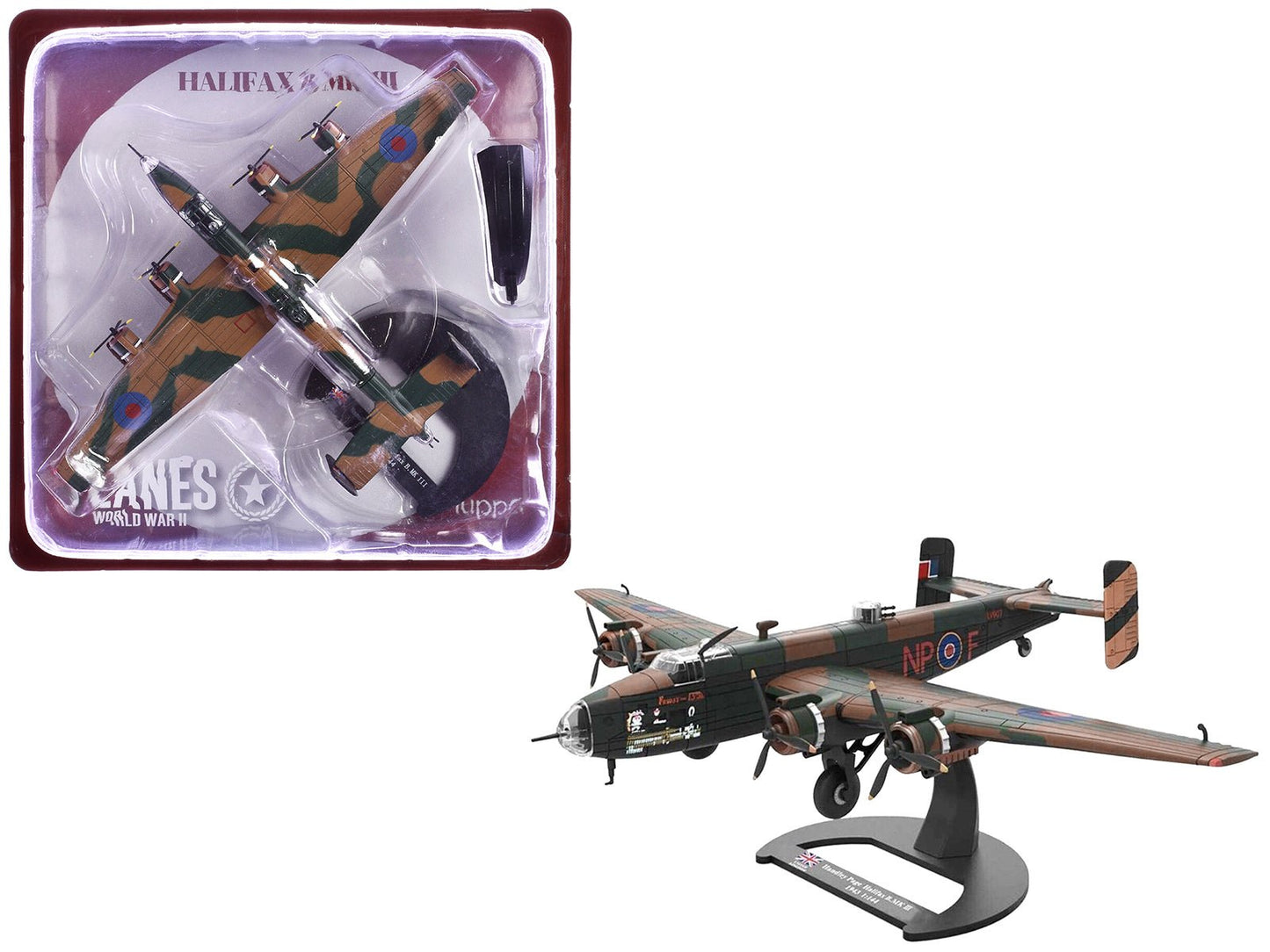 Handley Page Halifax B.MK III Bomber Aircraft "No. 158 Squadron RAF Lissett Yorkshire" Royal Air Force (1944) "Planes of World War II" Series 1/144 Diecast Model Airplane by Luppa free shipping USA