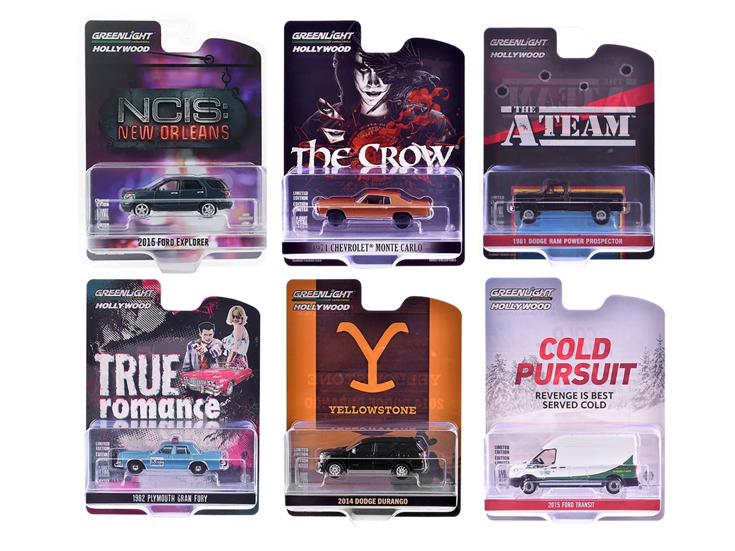 "Hollywood Series" Set of 6 pieces Release 43 1/64 Diecast Model Cars by Greenlight free shipping USA