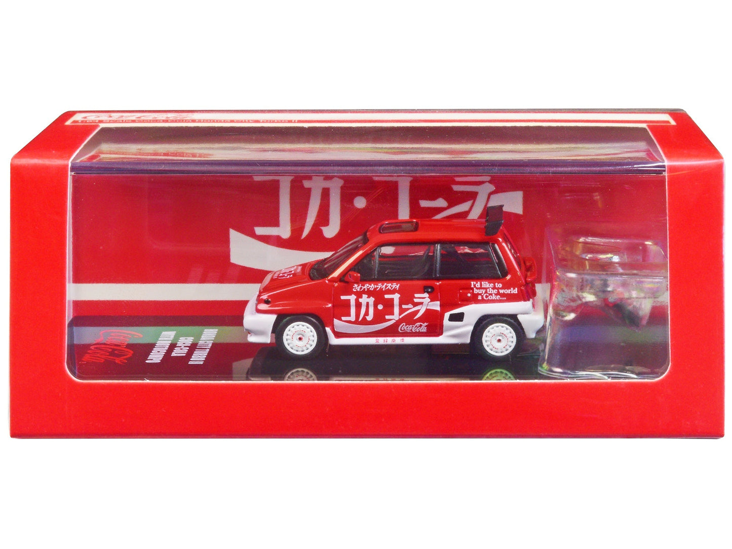 Honda City Turbo II RHD (Right Hand Drive) Red and White "Coca-Cola" with Honda Motocompo Scooter 1/64 Diecast Model Car by Inno Models free shipping USA