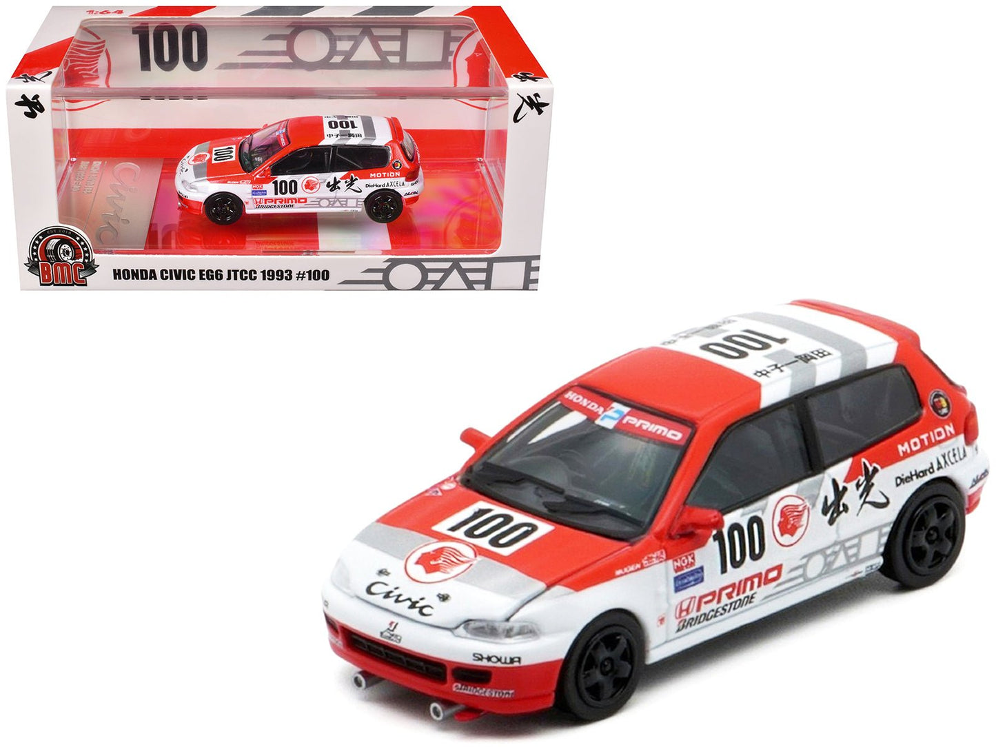 Honda Civic EG6 RHD (Right Hand Drive) #100 Osamu Nakako - Hideki Okada "Mugen Honda" "Japanese Touring Car Championship" (1993) 1/64 Diecast Model Car by BM Creations free shipping USA