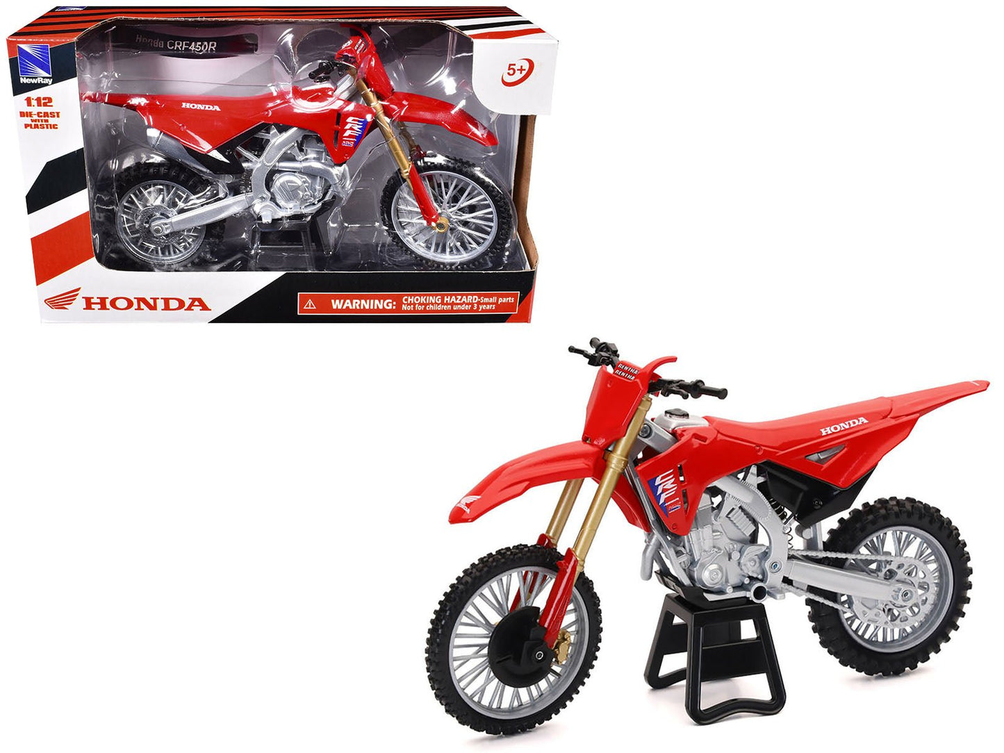 Honda CRF450R Motorcycle Red with Black Accents 1/12 Diecast Model by New Ray free shipping USA