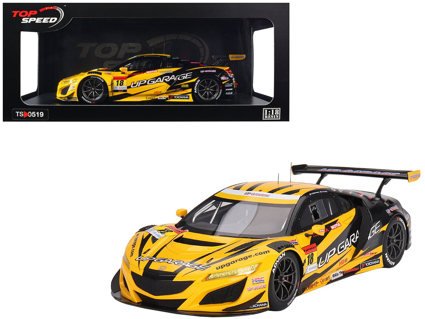 Honda NSX GT3 EVO22 #18 Takashi Kobayashi - Syun Koide "Team UpGarage" "Super GT Series" (2023) 1/18 Model Car by Top Speed free shipping USA