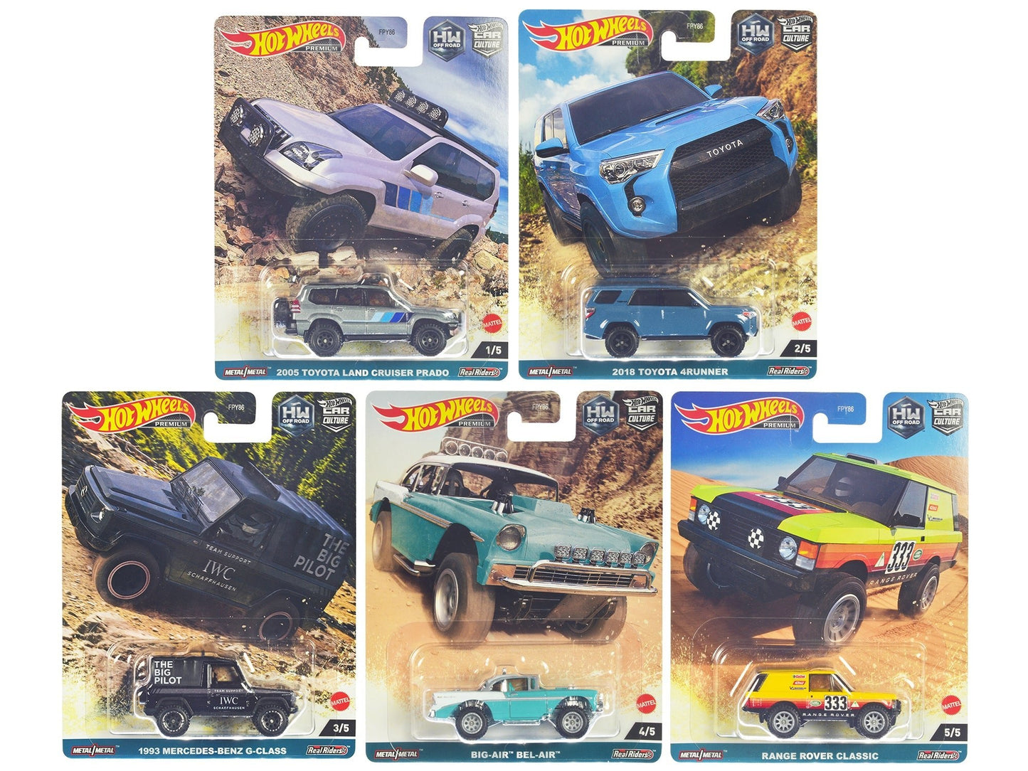 "HW Off Road" 5 piece Set "Car Culture" Series Diecast Model Cars by Hot Wheels free shipping USA