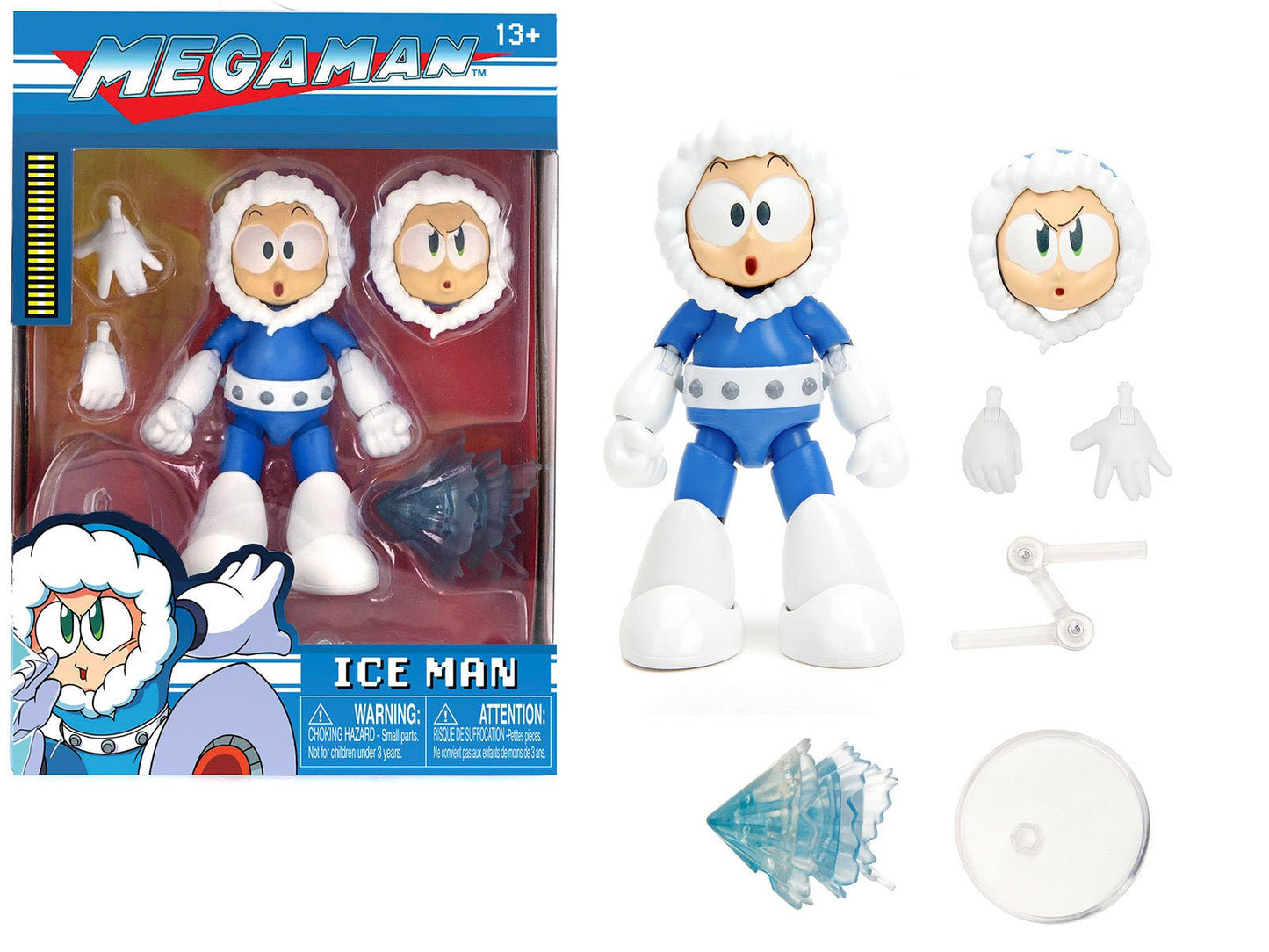 Ice Man 4" Moveable Figure with Accessories and Alternate Head and Hands "Mega Man" (1987) Video Game model by Jada free shipping USA