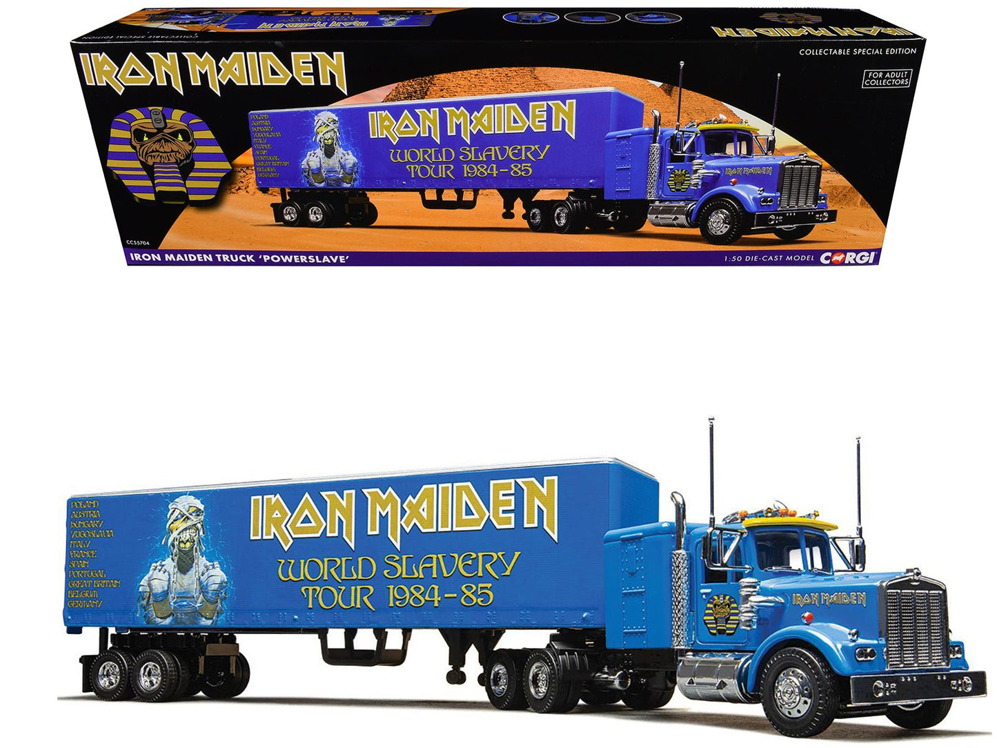 Iron Maiden "Powerslave" Transport Truck Blue "World Slavery Tour 1984-85" 1/50 Diecast Model by Corgi free shipping USA