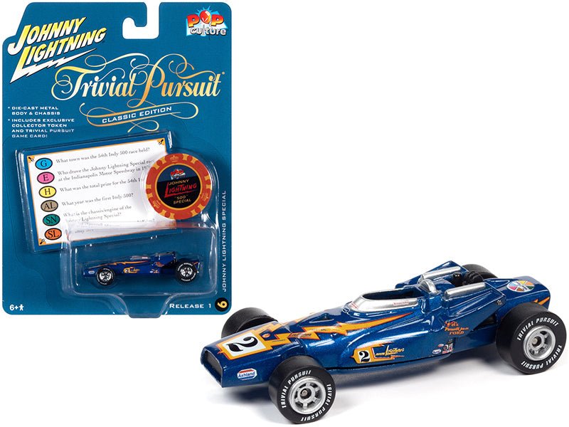 Johnny Lightning Special Blue Metallic with Poker Chip (Collector Token) and Game Card "Trivial Pursuit" "Pop Culture" Series 1/64 Diecast Model Car by Johnny Lightning free shipping USA