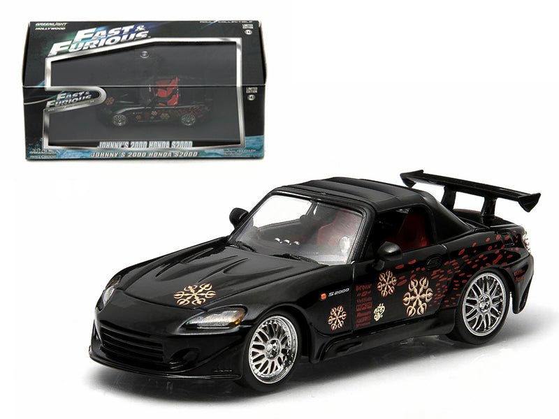 Johnny's 2000 Honda S2000 Black "The Fast and The Furious" Movie (2001) 1/43 Diecast Model Car by Greenlight free shipping USA