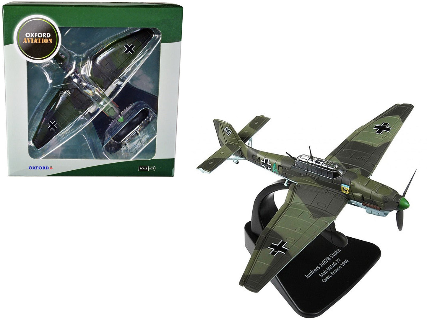 Junkers Ju 87B "Stuka Stab" Dive Bomber Plane III/StG 77 Caen France (1940) "Oxford Aviation" Series 1/72 Diecast Model Airplane by Oxford Diecast free shipping USA