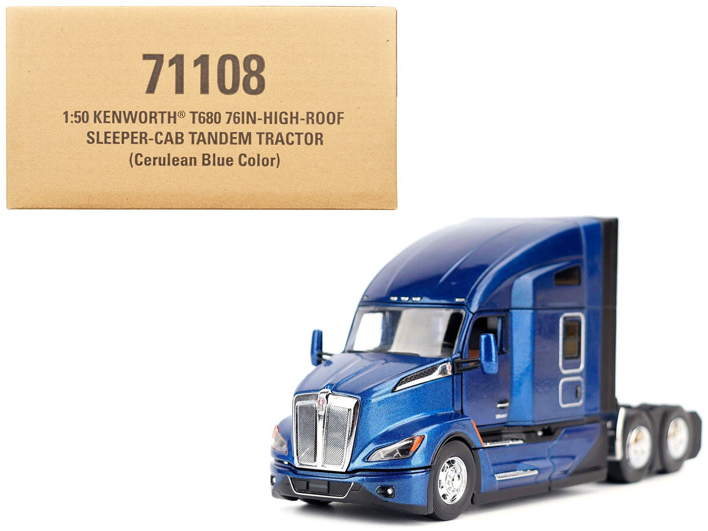 Kenworth T680 Truck Tractor Deep Cerulean Blue Metallic "Transport Series" 1/50 Diecast Model by Diecast Masters free shipping USA