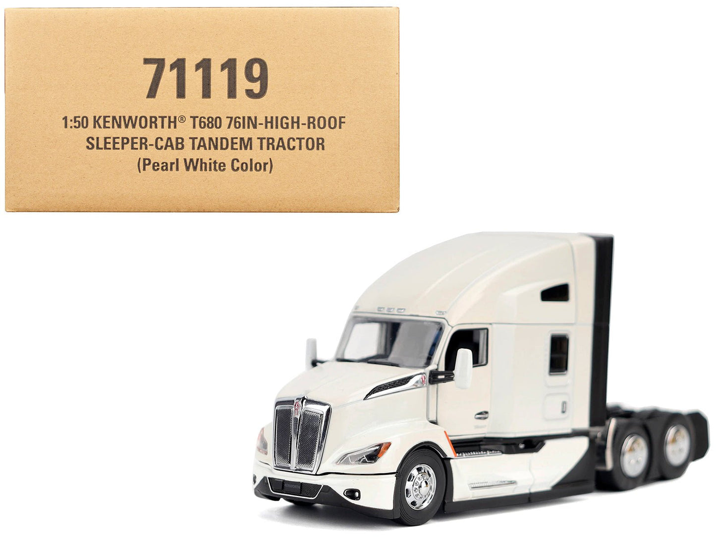 Kenworth T680 Truck Tractor Pearl White "Transport Series" 1/50 Diecast Model by Diecast Masters free shipping USA
