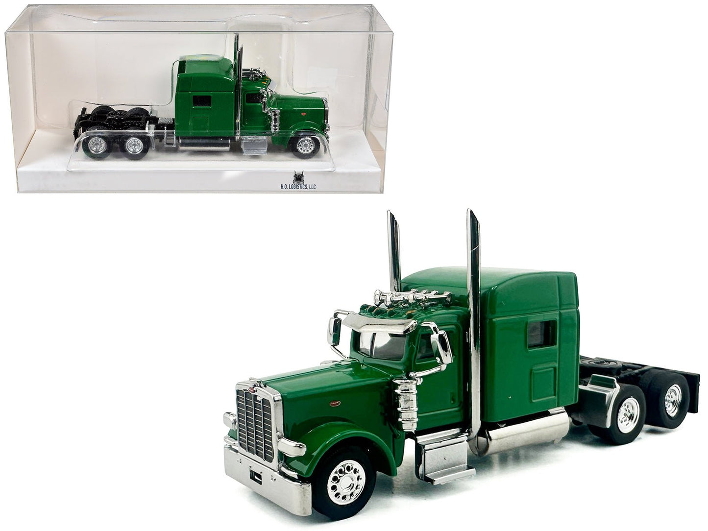 Kenworth W900L Truck Tractor with Sleeper Cab Green 1/87 (HO) Scale Plastic Model Car by HO Logistics free shipping USA