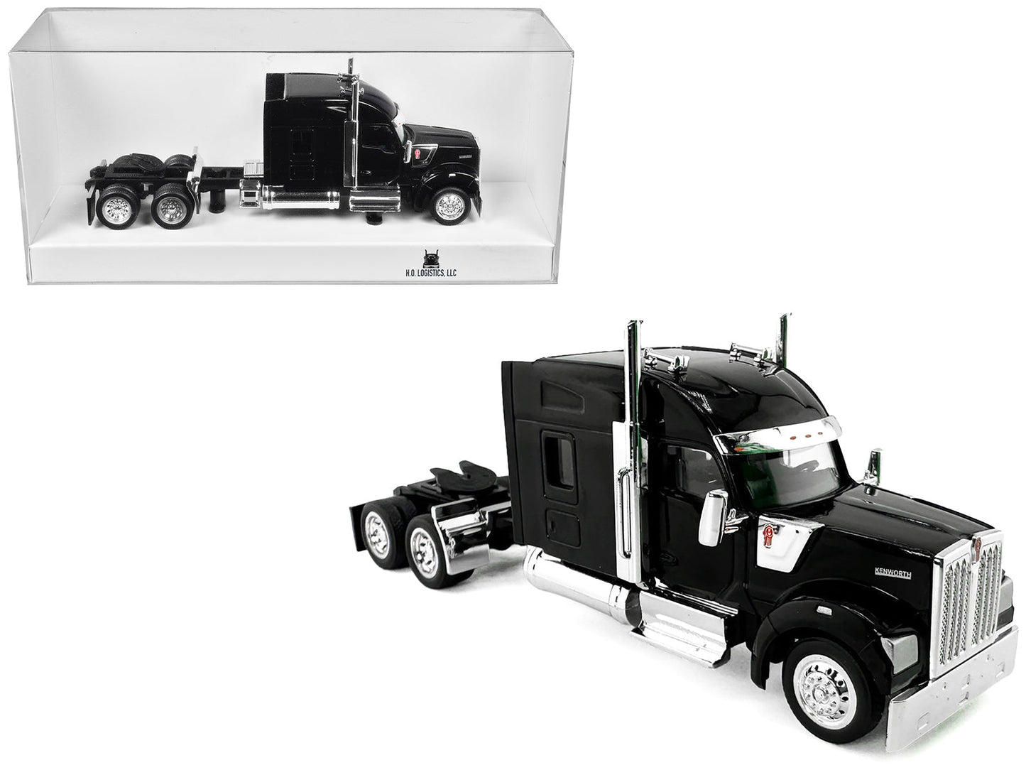Kenworth W990 with Stand Up Sleeper Cab Black 1/87 (HO) Plastic Model Car by HO Logistics free shipping USA
