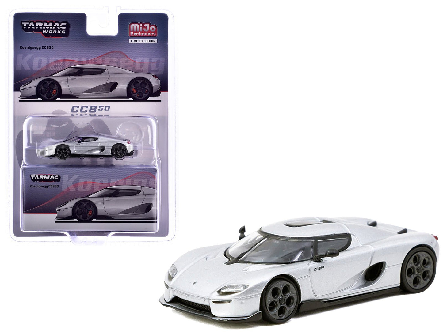 Koenigsegg CC850 Silver Metallic "Global64" Series 1/64 Diecast Model by Tarmac Works free shipping USA