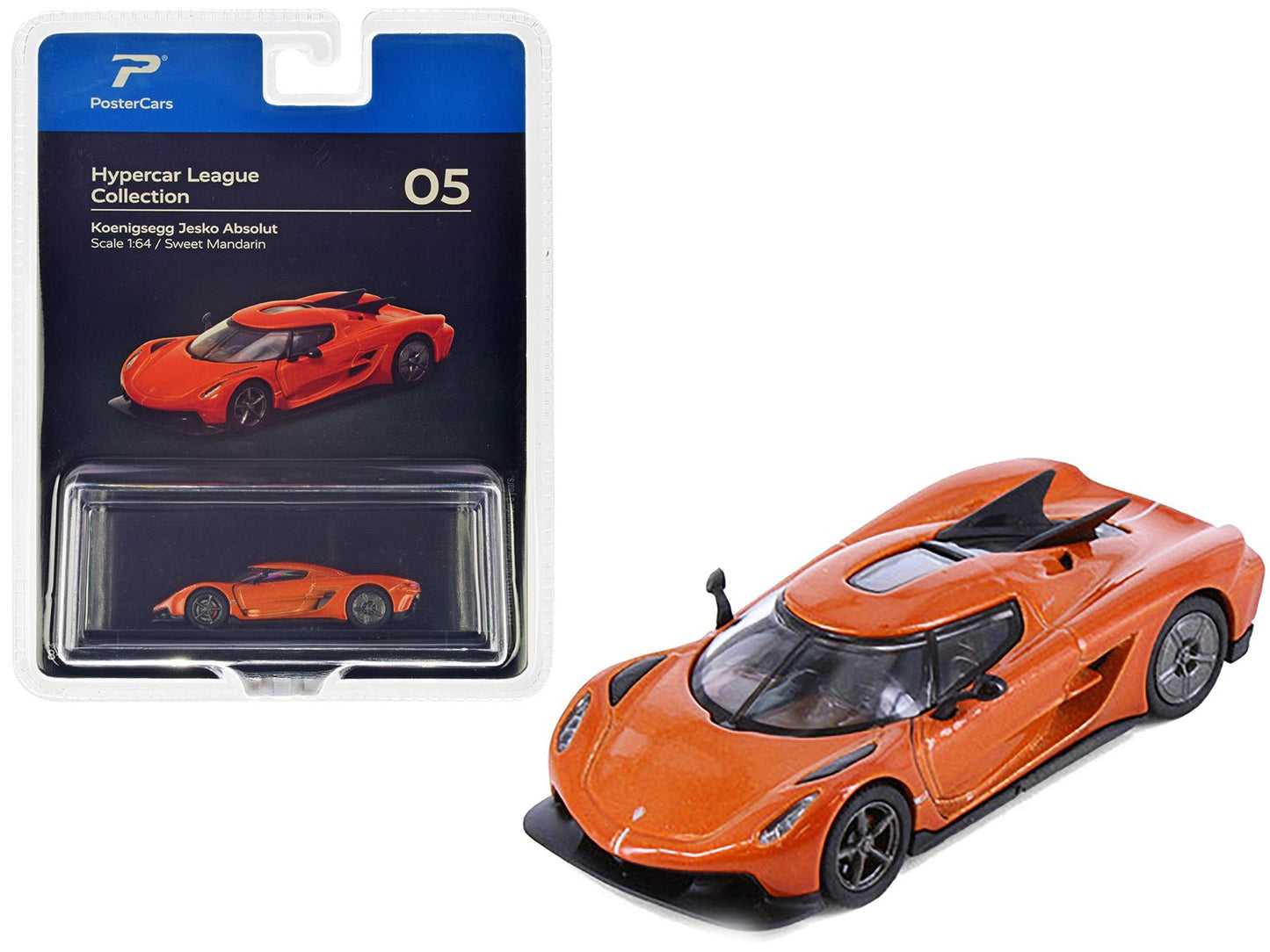 Koenigsegg Jesko Absolut Sweet Mandarin Orange Metallic "Hypercar League Collection" 1/64 Diecast Model Car by PosterCars free shipping USA
