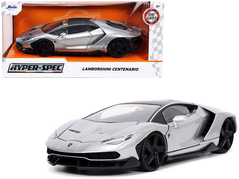 Lamborghini Centenario Gray Metallic with Black Top "Hyper-Spec" Series 1/24 Diecast Model Car by Jada free shipping USA