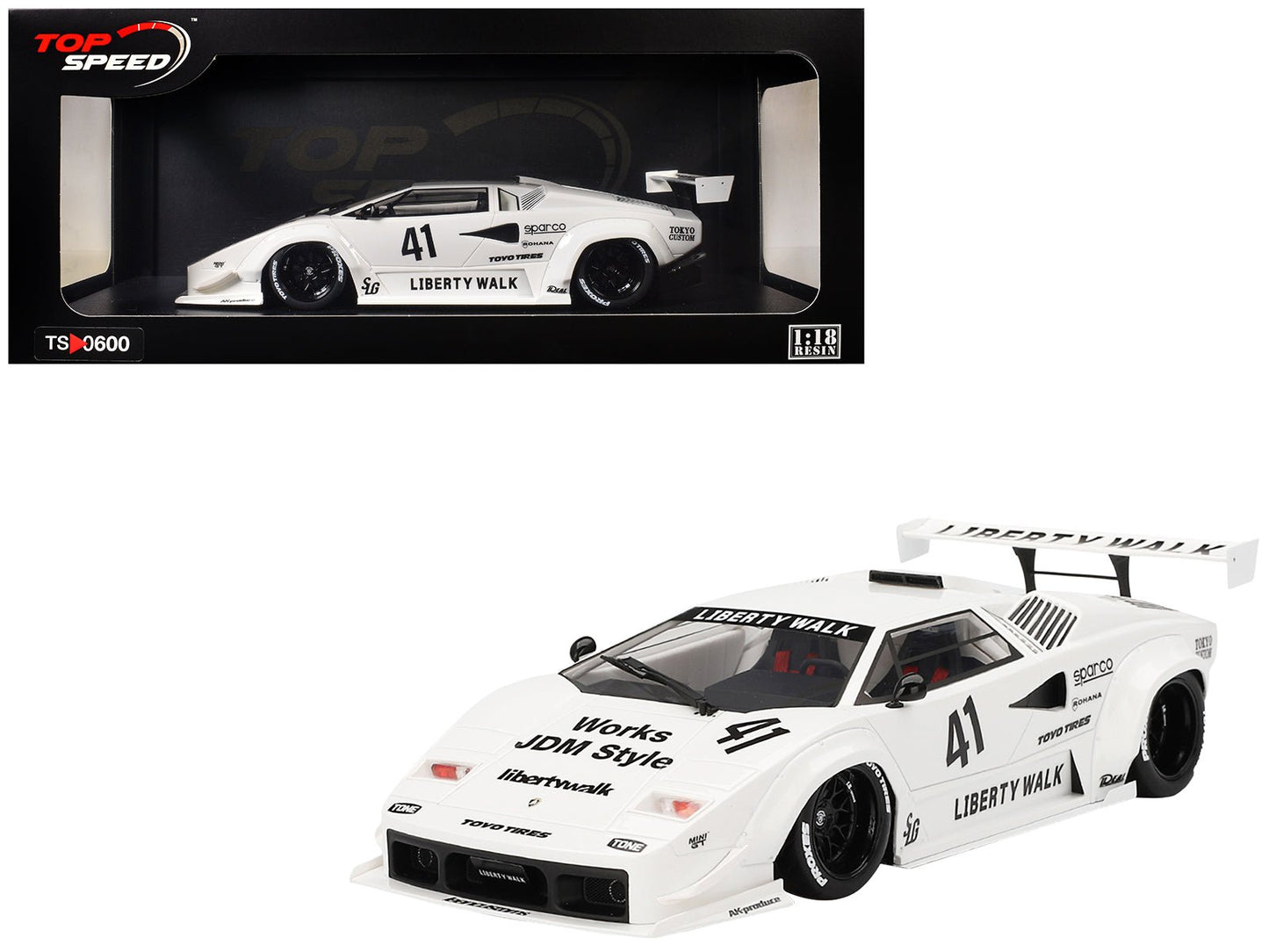 Lamborghini Countach LB-WORKS #41 White "2024 Tokyo Auto Salon" 1/18 Model Car by Top Speed free shipping USA