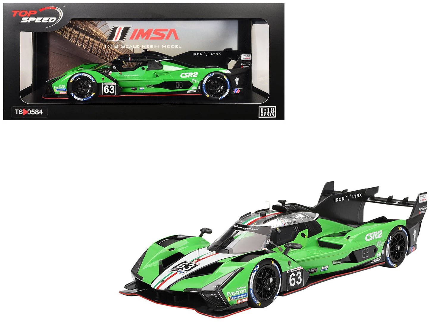 Lamborghini SC63 #63 Matteo Cairoli - Andrea Caldarelli - Romain Grosjean "Iron Lynx" IMSA "12 Hours of Sebring" (2024) 1/18 Model Car by Top Speed free shipping USA