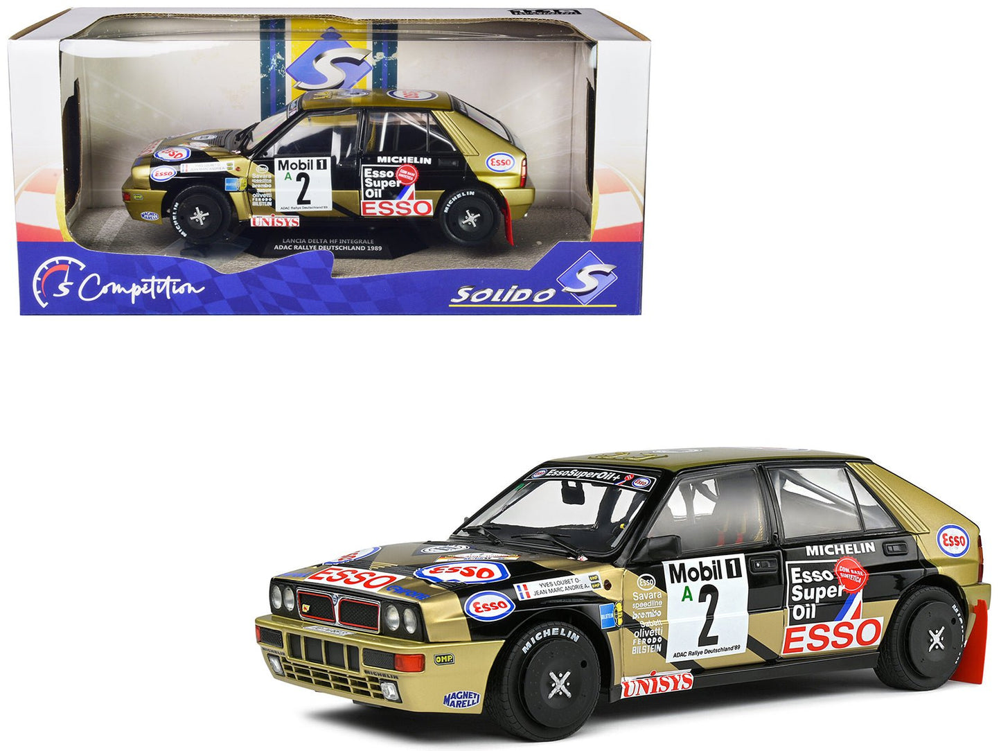 Lancia Delta HF Integrale #2 Yves Loubet - Jean-Marc Andrie 3rd Place "ADAC Rallye Deutschland" (1989) "Competition" Series 1/18 Diecast Model Car by Solido free shipping USA