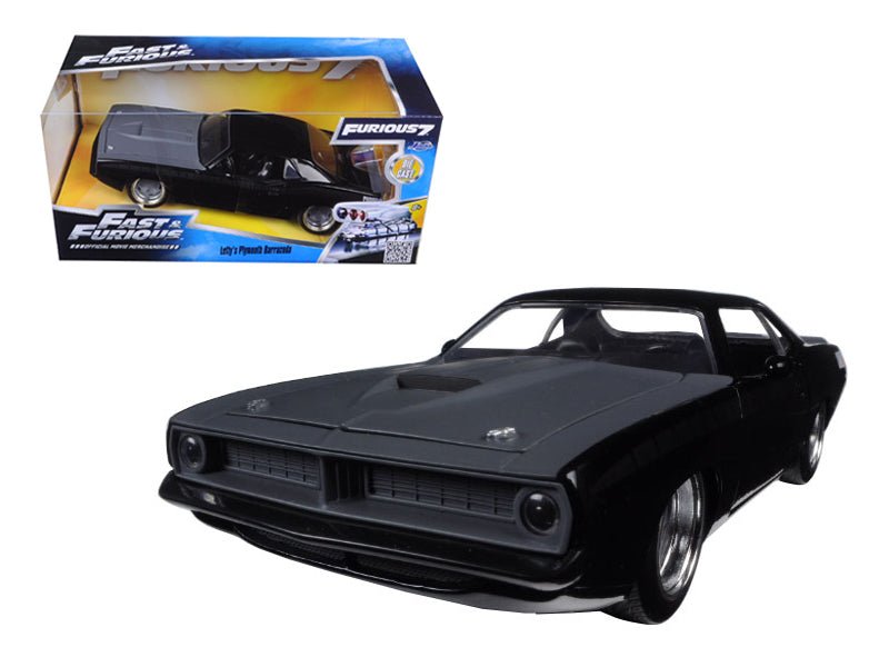 Letty's Plymouth Barracuda Matt Black "Fast & Furious 7" Movie 1/24 Diecast Model Car by Jada free shipping USA
