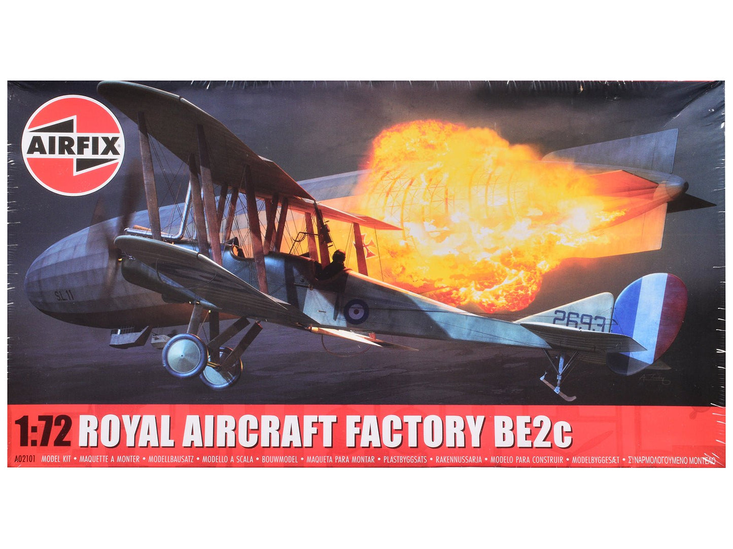 Level 2 Model Kit Royal Aircraft Factory BE2c Aircraft with 2 Scheme Options 1/72 Scale Plastic Model Kit by Airfix free shipping USA