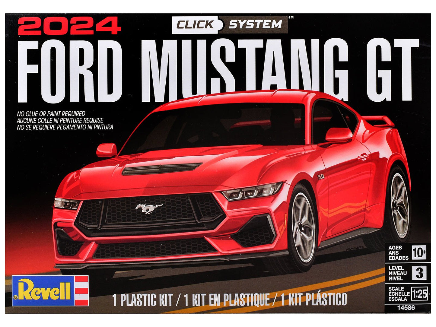 Level 3 Model Kit 2024 Ford Mustang GT 2-in-1 Kit (Level 3 Click System) 1/25 Scale Model by Revell free shipping USA