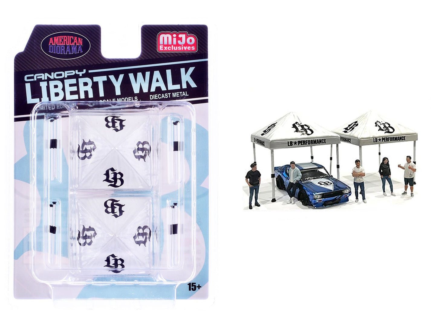 "Liberty Walk" Canopy 2 Piece Set White Limited Edition for 1/64 Scale Models by American Diorama free shipping USA