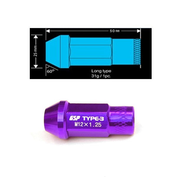 Godspeed Type 3 50mm Lug Nuts 20 pcs. Set M12x1.25