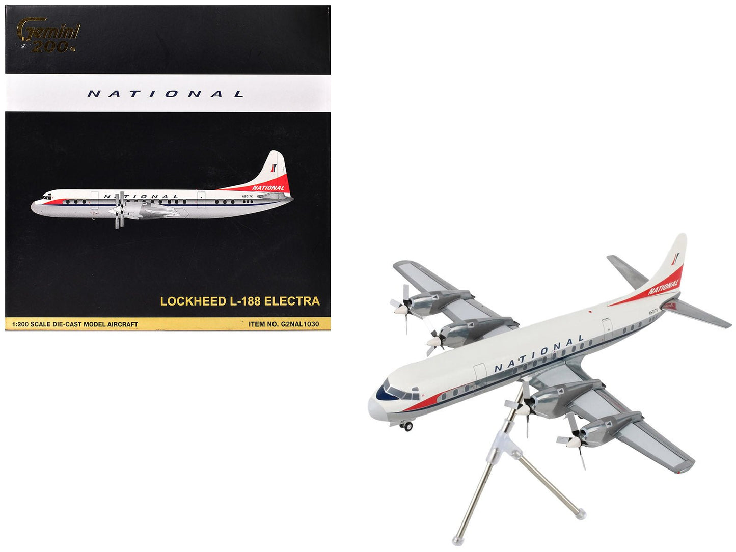 Lockheed L-188 Electra Commercial Aircraft "National Airlines" (N5017K) White and Gray "Gemini 200" Series 1/200 Diecast Model Airplane by GeminiJets free shipping USA
