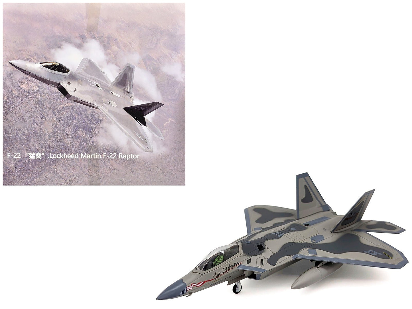 Lockheed Martin F-22A Raptor Aircraft "Spirit of America 412th Test Wing Edwards Air Force Base" (1997) United States Air Force 1/100 Diecast Model Airplane free shipping USA