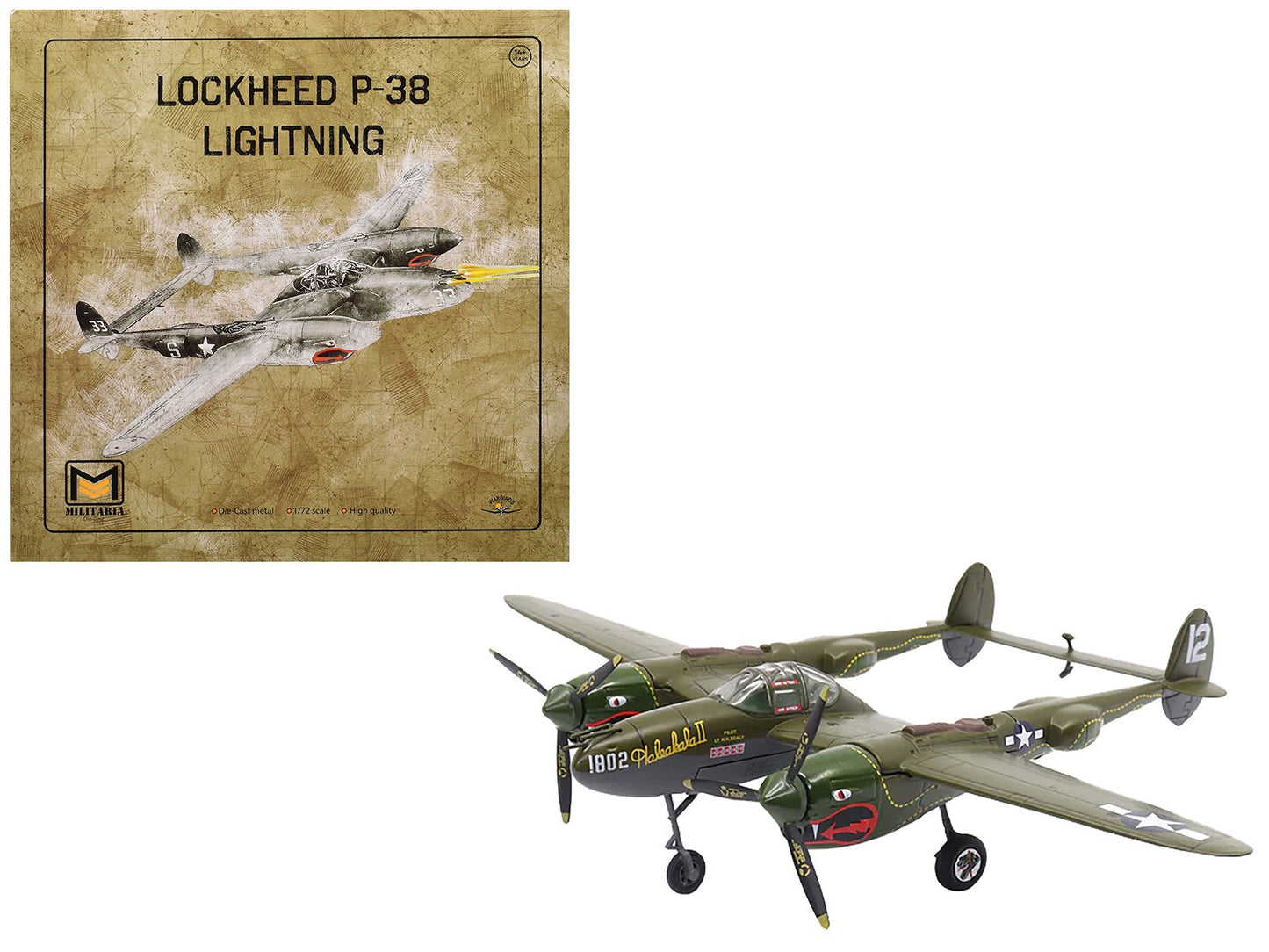 Lockheed P-38 Lightning Fighter Aircraft "Haleakala II 80th FG 459th FS Twin Dragons" (1944) United States Army Air Forces 1/72 Diecast Model by Militaria Die Cast free shipping USA