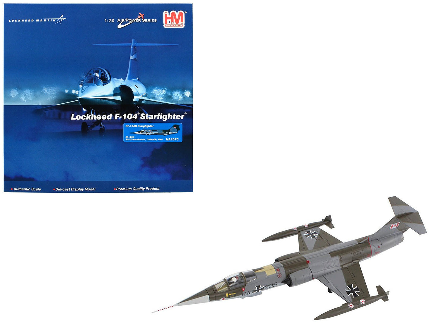 Lockheed RF-104G Starfighter Fighter Aircraft "AG 51 Immelmann" (1966) German Luftwaffe "Air Power Series" 1/72 Diecast Model by Hobby Master free shipping USA