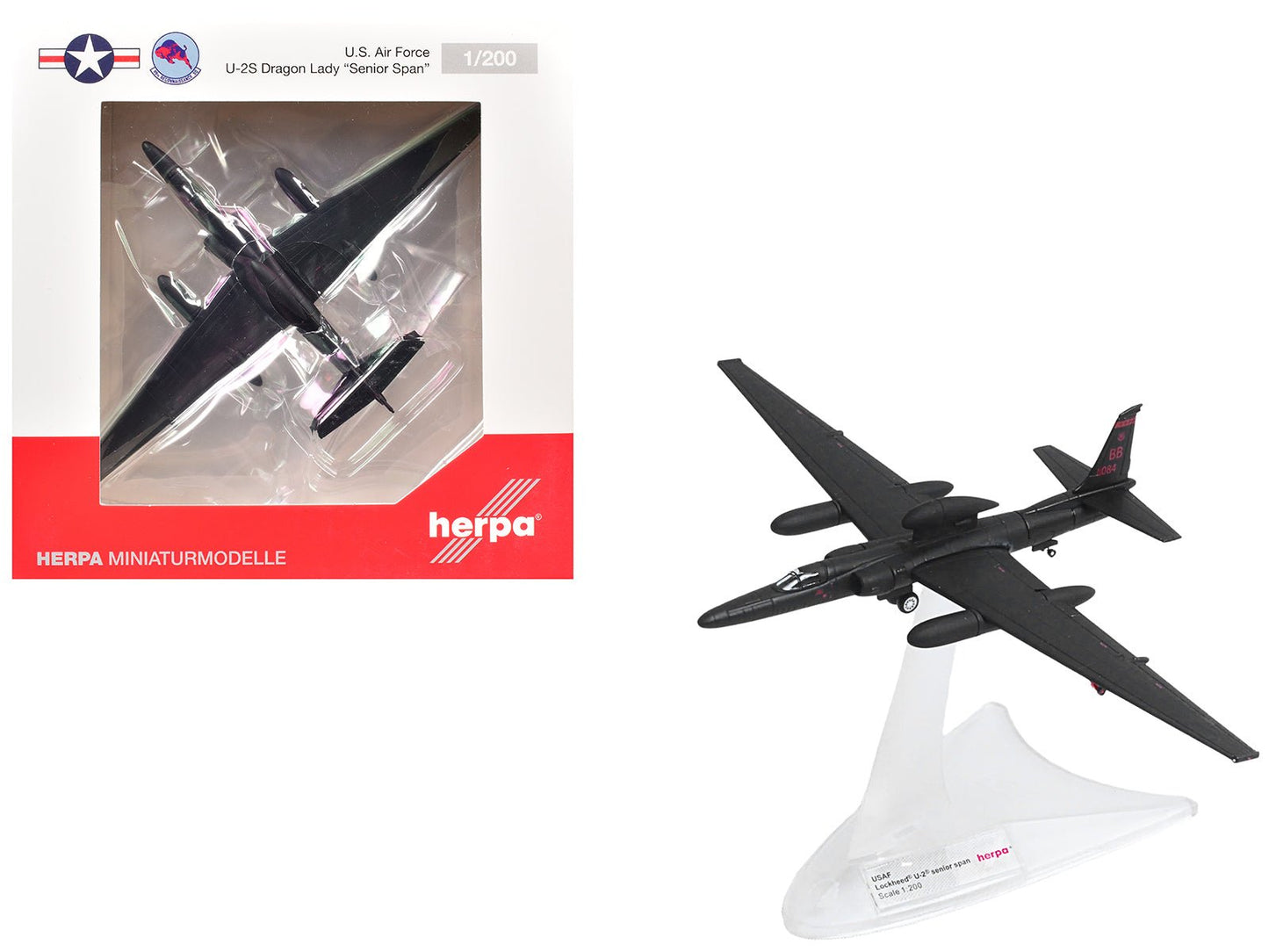 Lockheed U-2S Dragon Lady Aircraft "Senior Span 99th Reconnaissance Squadron 9th Reconnaissance Wing" (80-1084) United States Air Force 1/200 Diecast Model by Herpa free shipping USA