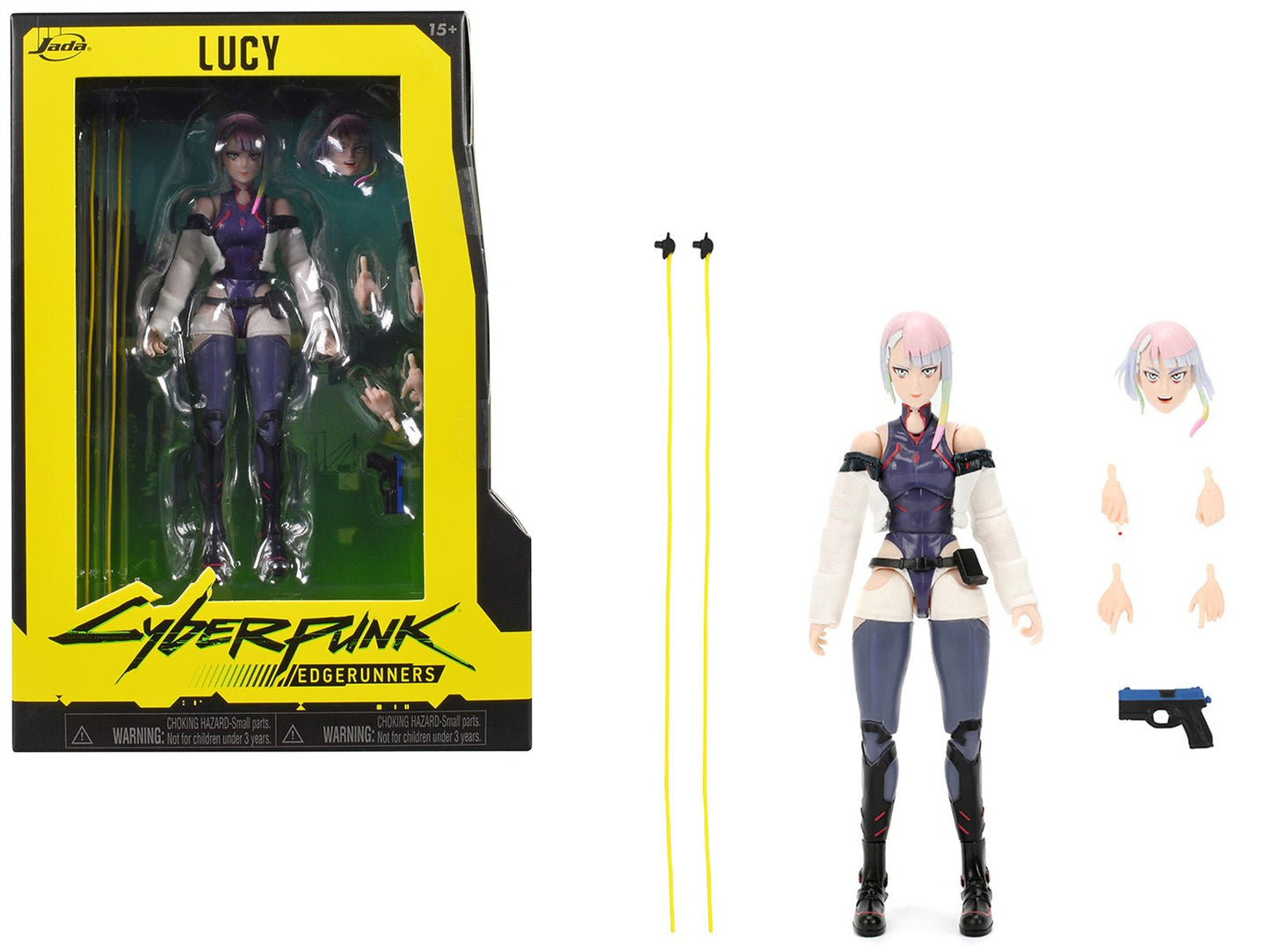 Lucy 6" Moveable Figure with Accessories and Alternate Head and Hands "Cyberpunk: Edgerunners" (2022) TV Series Model by Jada free shipping USA