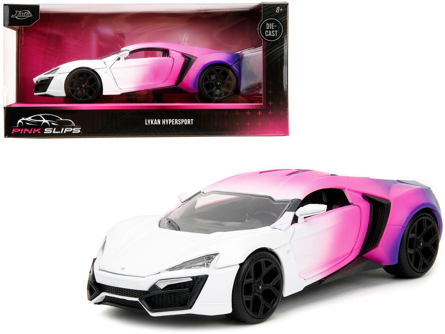 Lykan Hypersport White Pink and Purple Gradient "Pink Slips" Series 1/24 Diecast Model Car by Jada free shipping USA