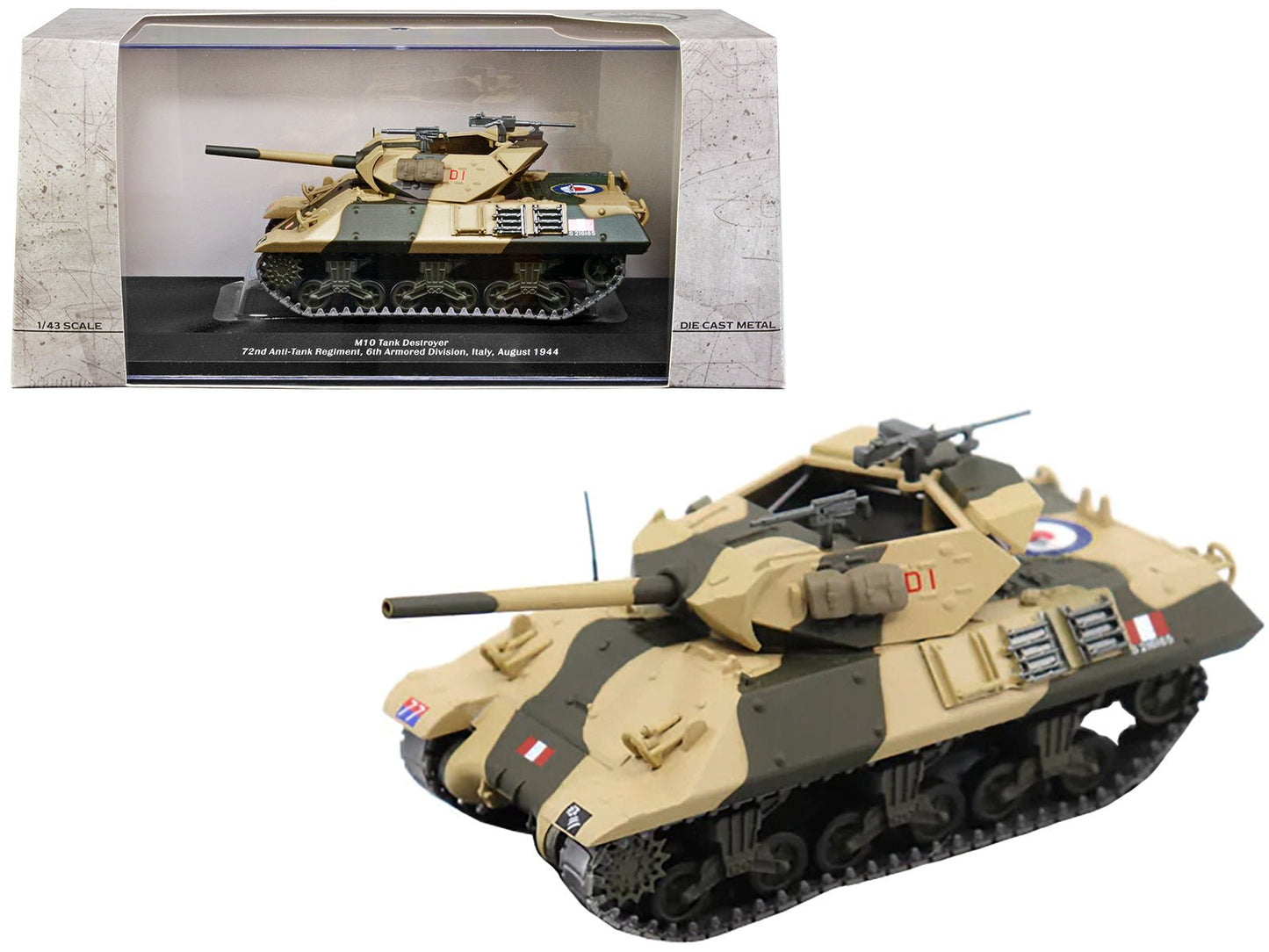 M10 Tank Destroyer D1 #77 "U.S.A. 72nd Anti-Tank Regiment 6th Armored Division Italy August 1944" 1/43 Diecast Model by AFVs of WWII free shipping USA