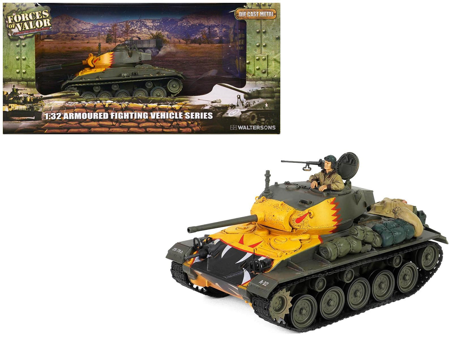 M24 Chaffee Light Tank "Tiger Face 79th Tank Btn Han River South Korea" (1950) United States Army "Armoured Fighting Vehicle" Series 1/32 Diecast Model by Forces of Valor free shipping USA