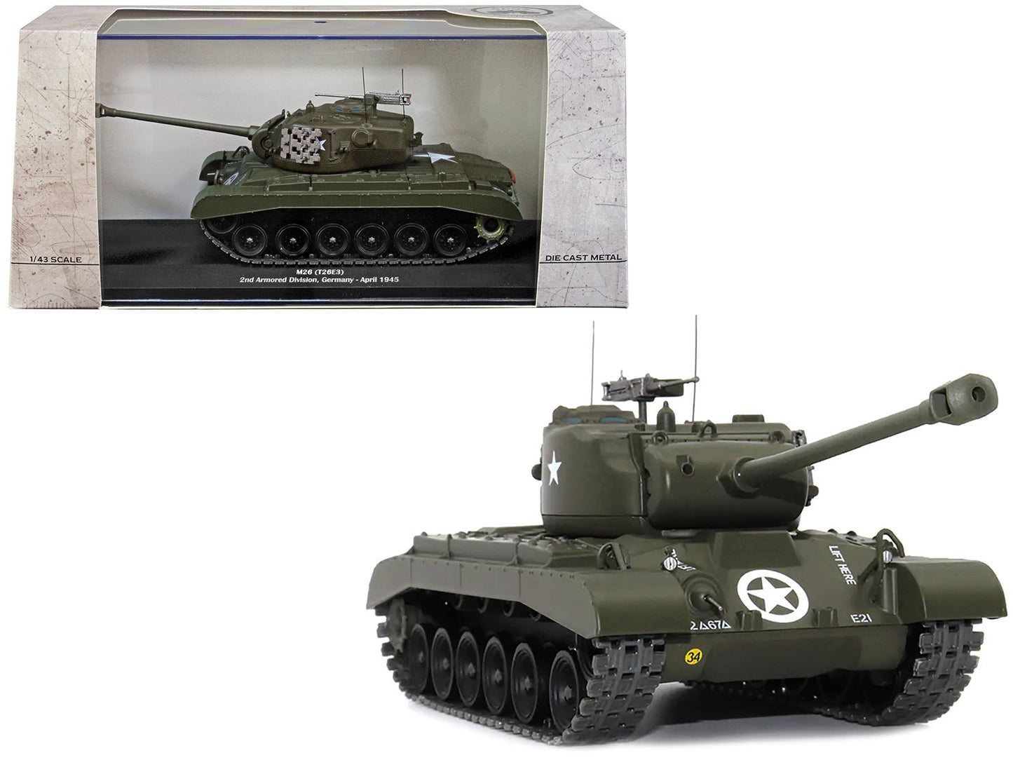 M26 (T26E3) Tank "U.S.A. 2nd Armored Division Germany April 1945" 1/43 Diecast Model by AFVs of WWII free shipping USA