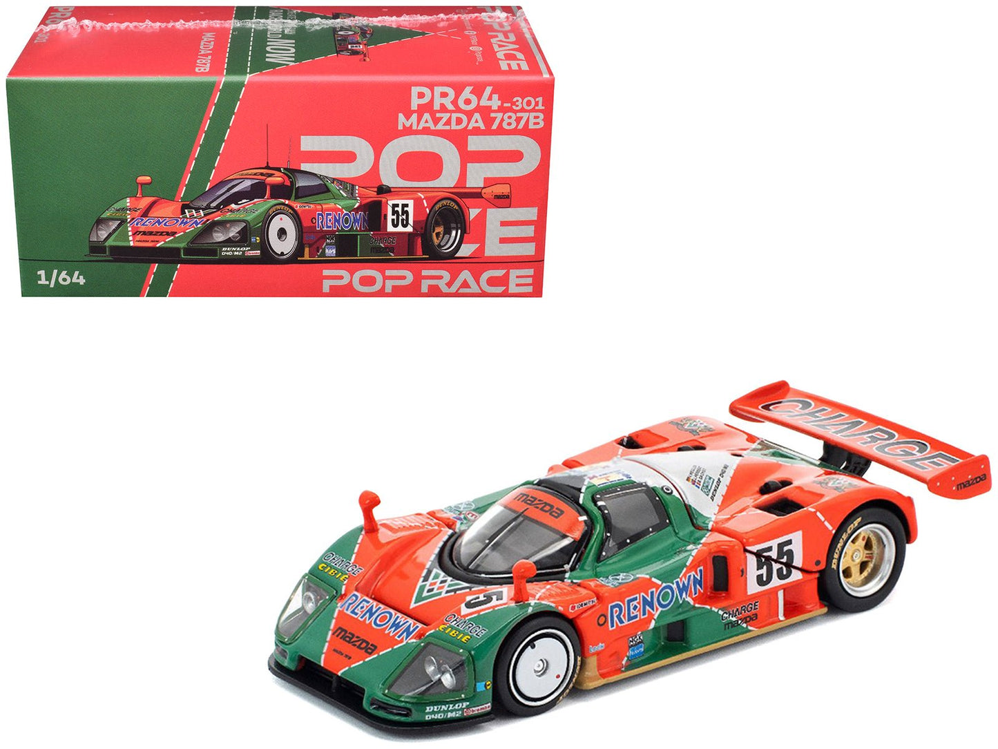 Mazda 787B #55 Johnny Herbert - Volker Weidler - Bertrand Gachot "Mazdaspeed" Winner "24 Hours of Le Mans" (1991) 1/64 Diecast Model Car by Pop Race free shipping USA