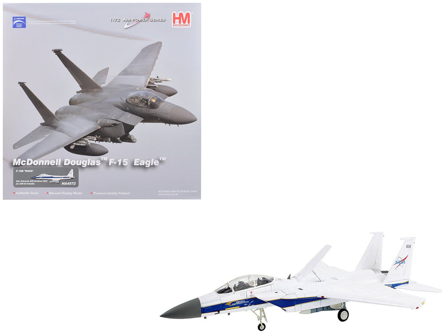 McDonnell Douglas F-15B Eagle Fighter Aircraft "Edwards AFB Airshow 2022 Armstrong Flight Research Center" NASA "Air Power Series" 1/72 Diecast Model by Hobby Master free shipping USA