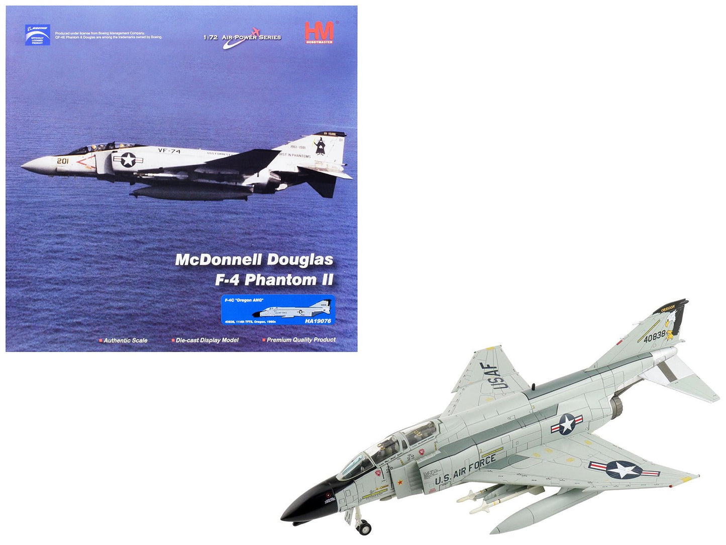 McDonnell Douglas F-4C Phantom II Fighter-Bomber Aircraft "40838 114th Tactical Fighter Training Squadron Oregon Air National Guard" (1980) United States Air Force "Air Power Series" 1/72 Diecast Model by Hobby Master free shipping USA