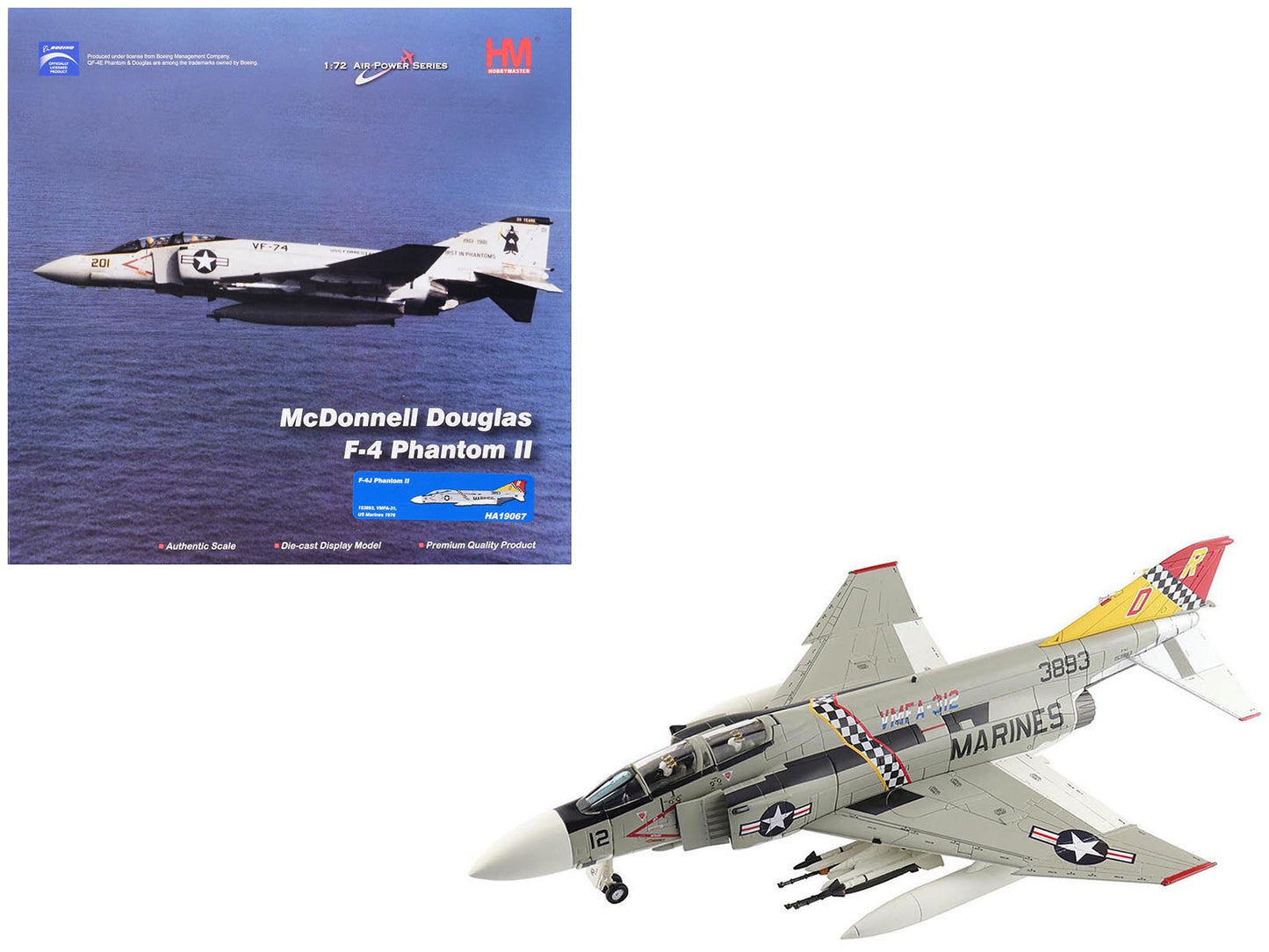 McDonnell Douglas F-4J Phantom II Fighter-Bomber Aircraft "153893 VMFA-312 Checkerboards" (1976) United States Marine Corps "Air Power Series" 1/72 Diecast Model by Hobby Master free shipping USA