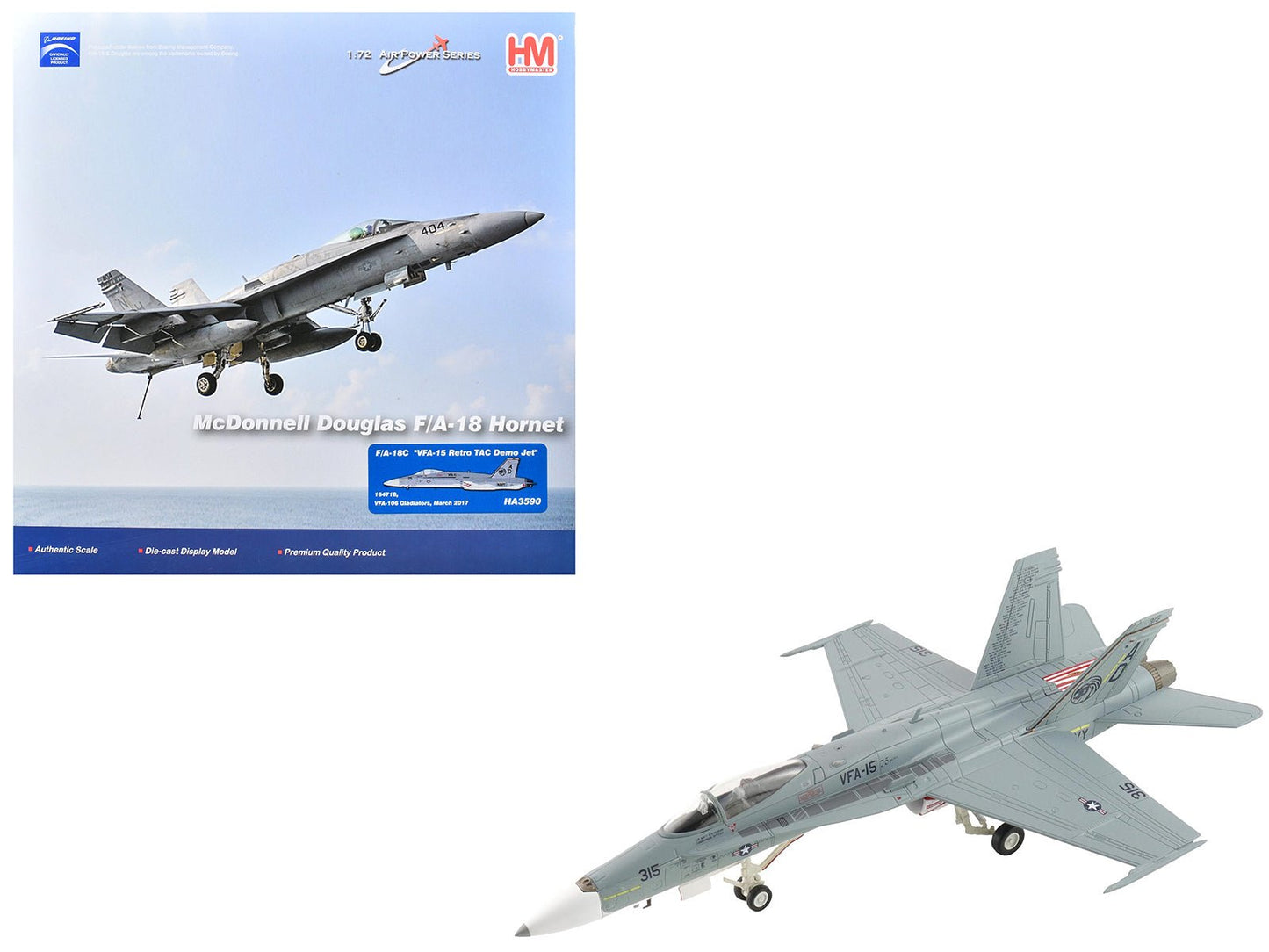 McDonnell Douglas F/A-18C Hornet Aircraft "VFA-15 Retro TAC Demo Jet VFA-106 Gladiators" (2017) United States Navy "Air Power Series" 1/72 Diecast Model by Hobby Master free shipping USA