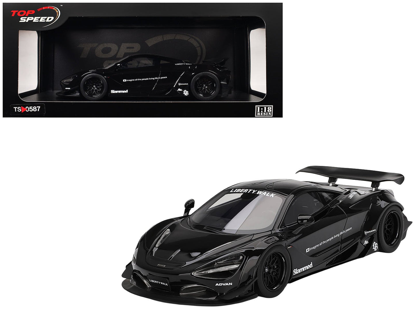 McLaren 720S "LB-Works" Black "Tokyo Auto Salon 2024" 1/18 Model Car by Top Speed free shipping USA