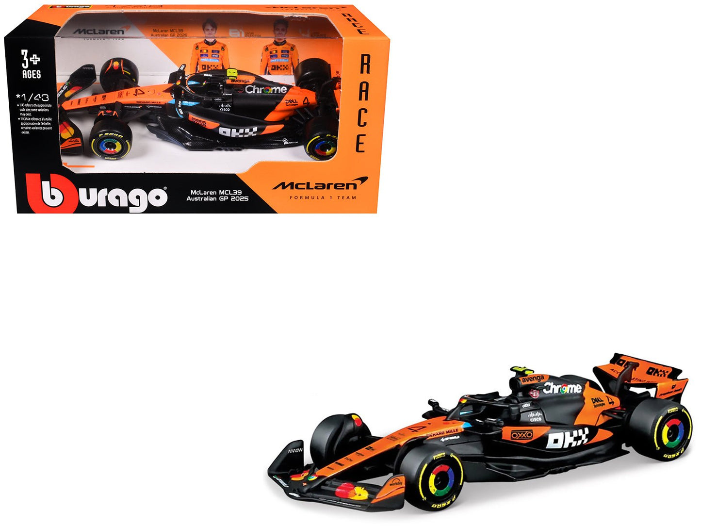 McLaren MCL39 #4 Lando Norris "OKX" Winner Formula One F1 "Australian GP" (2025) "Race" Series 1/43 Diecast Model Car by Bburago free shipping USA